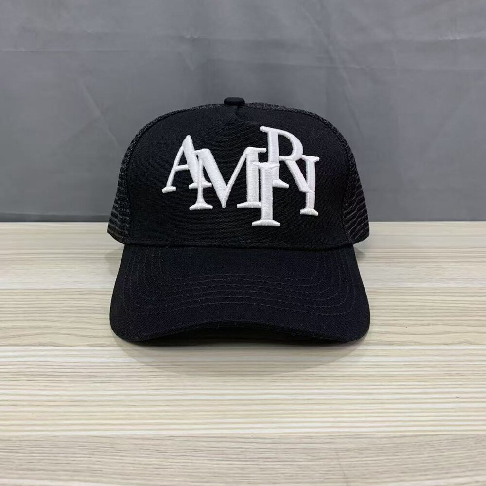 black amiri trucker hat summer mesh cap embroidery snapback hats